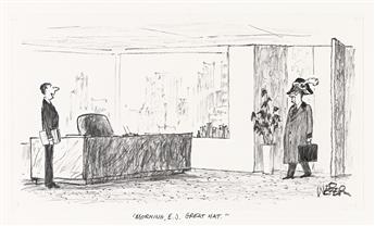 (NEW YORKER) ROBERT MAXWELL WEBER (1924-2016) "Morning, E. J. Great hat."